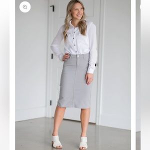 Inherit Clothing Company Remi Midi Pencil Skirt Stone Gray 26” 13/14